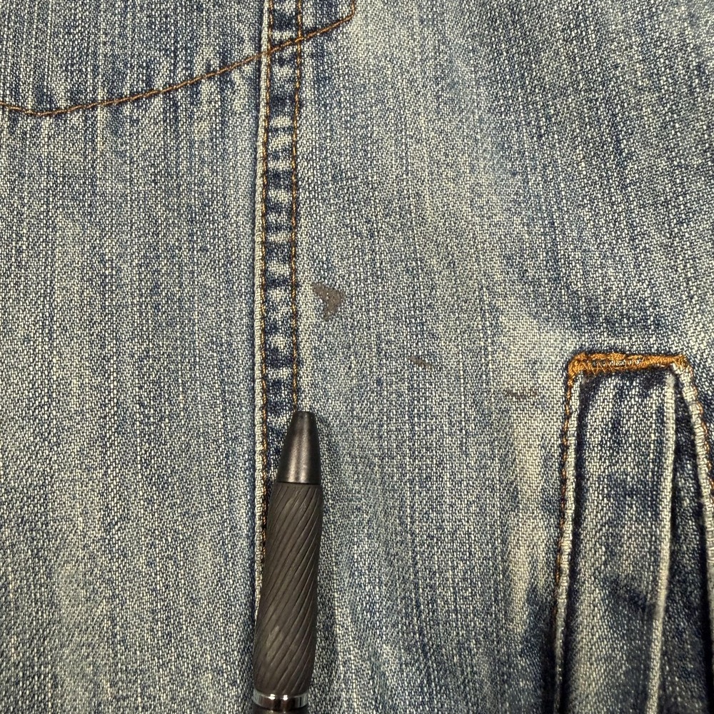 Wrangler Jacket Mens XL Blue Denim Corduroy Collar Lined Western Ranch Coat - Picture 5 of 13